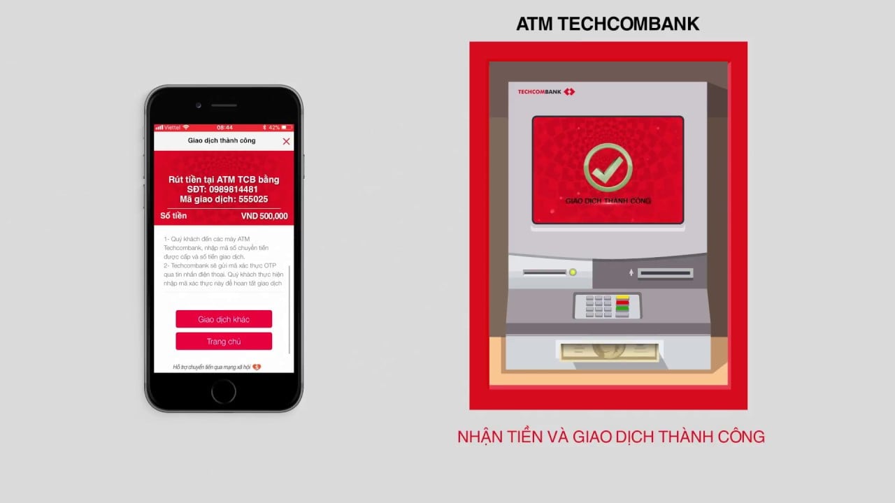 Chuyển tiền không cần thẻ ngân hàng tại trạm ATM Techcombank
